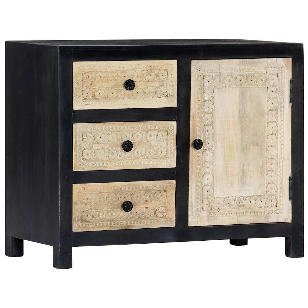 282724 vidaXL Hand Carved Side Cabinet Grey 75x35x60 cm Solid Mango Wood 5