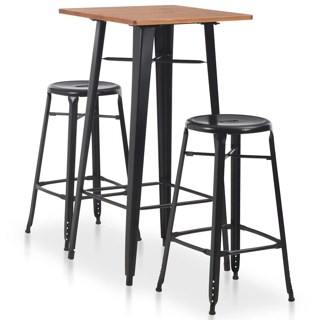 vidaXL 3 Piece Bar Set Steel Black 1