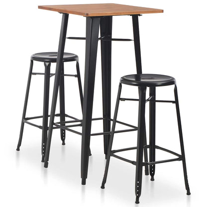 vidaXL 3 Piece Bar Set Steel Black 1