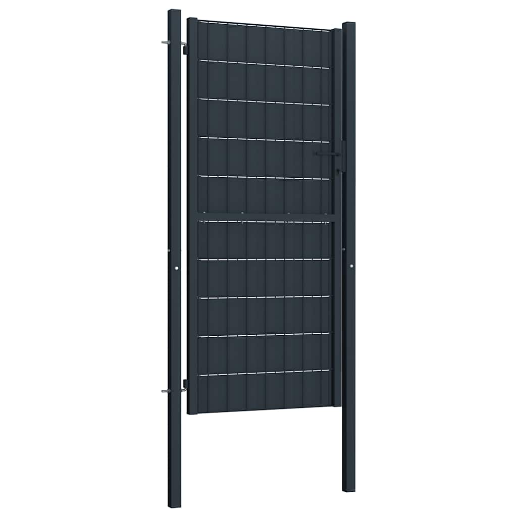 145236 vidaXL Fence Gate PVC and Steel 100x204 cm Anthracite 2