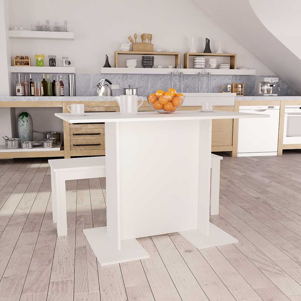 Dining Table 110x60x75 cm Engineered Wood White