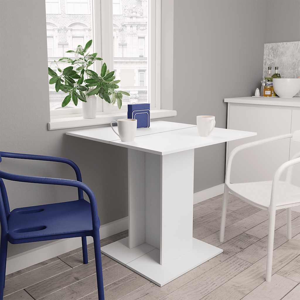 Dining Table 80x80x75 cm Engineered Wood White