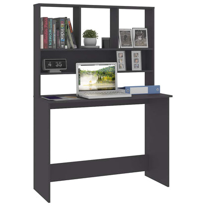 Desk with Shelves 110x45x157 cm Engineered Wood Grey