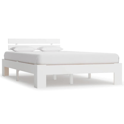 Bed Frame without Mattress Solid Wood Pine White 140 x 200 cm