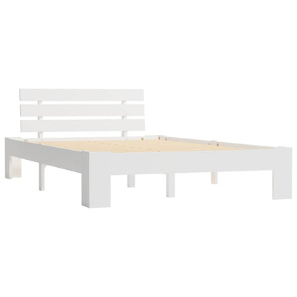 Bed Frame without Mattress Solid Wood Pine White 140 x 200 cm