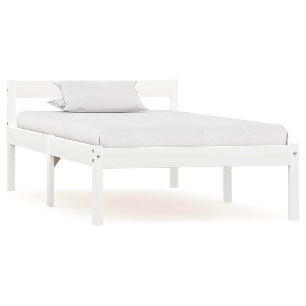 Bed Frame without Mattress Solid Pine Wood White 90 x 200 cm
