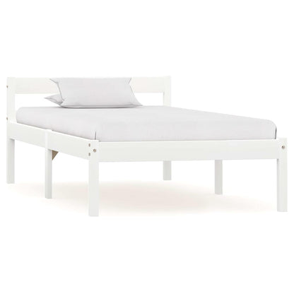 Bed Frame without Mattress Solid Pine Wood White 90 x 200 cm