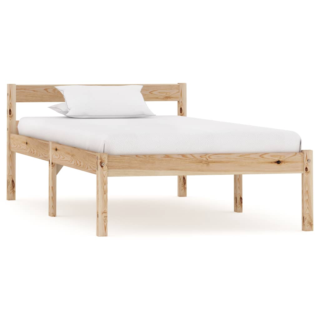 Bed Frame without Mattress Solid Pine Wood Light brown 100 x 200 cm