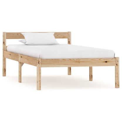 Bed Frame without Mattress Solid Pine Wood Light brown 100 x 200 cm