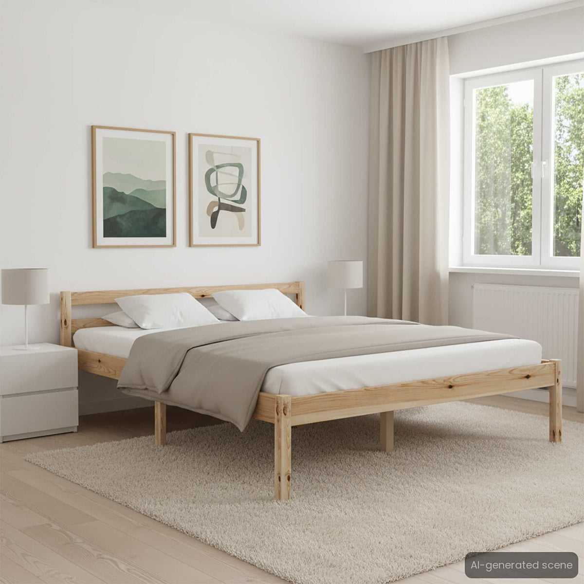 Bed Frame without Mattress Solid Pine Wood Light brown 140 x 200 cm