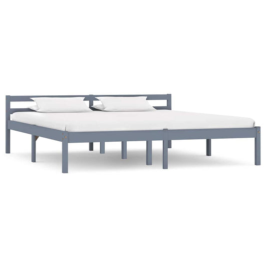 Bed Frame without Mattress Solid Pine Wood Grey 160 x 200 cm