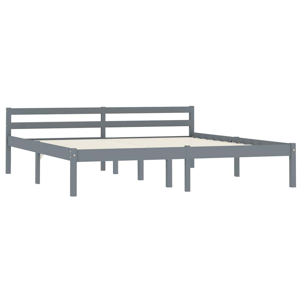 Bed Frame without Mattress Solid Pine Wood Grey 160 x 200 cm