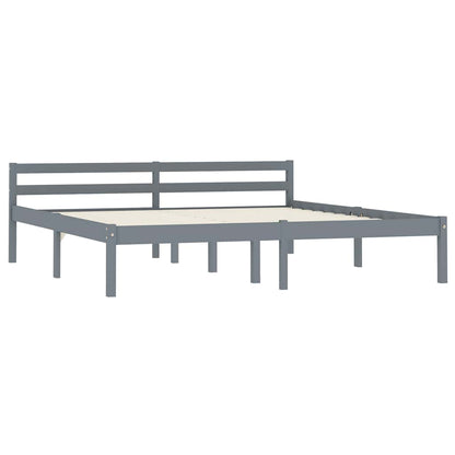 Bed Frame without Mattress Solid Pine Wood Grey 160 x 200 cm