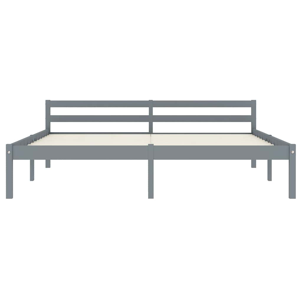 Bed Frame without Mattress Solid Pine Wood Grey 160 x 200 cm