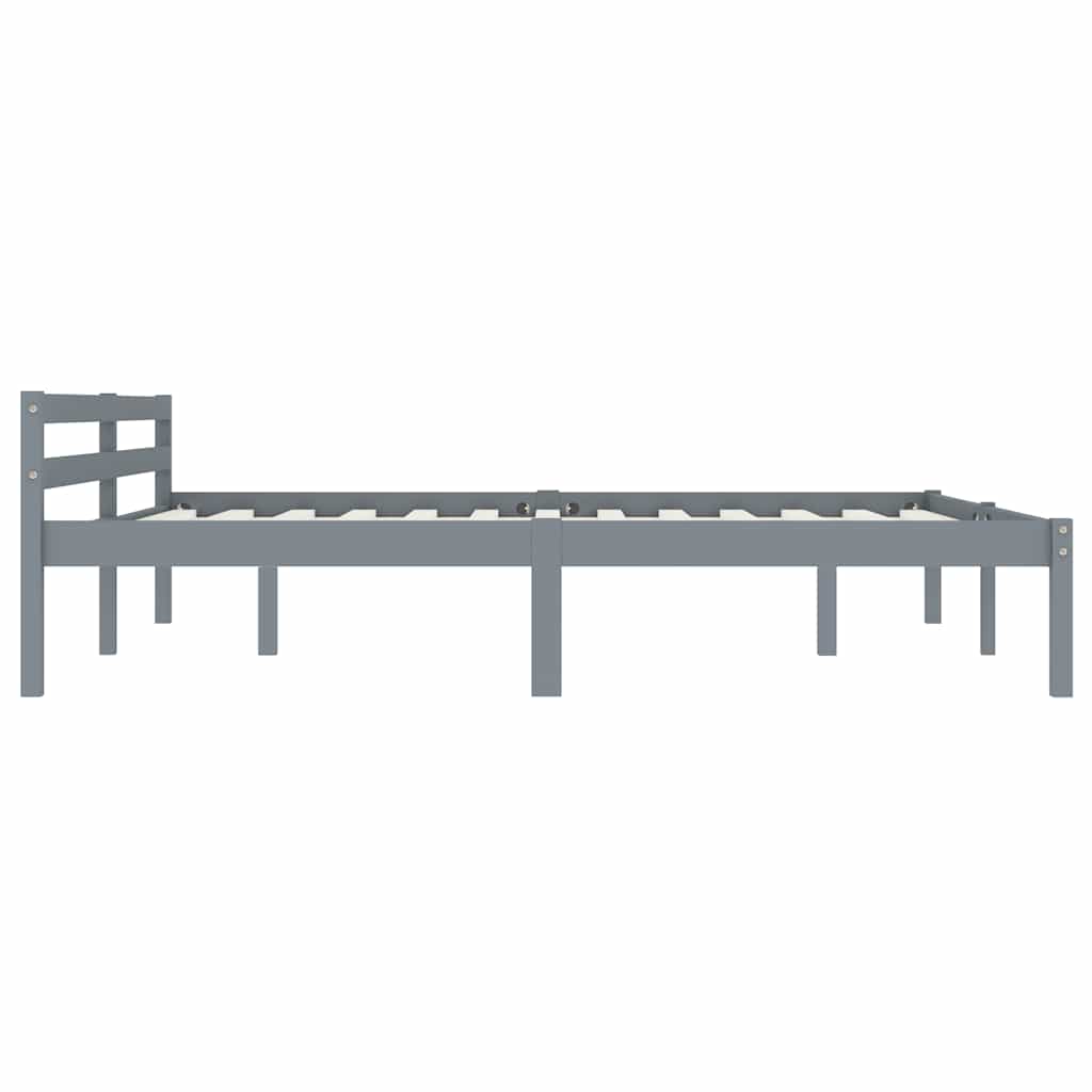 Bed Frame without Mattress Solid Pine Wood Grey 160 x 200 cm
