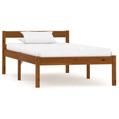 Bed Frame without Mattress Solid Pine Wood Honey brown 90 x 200 cm