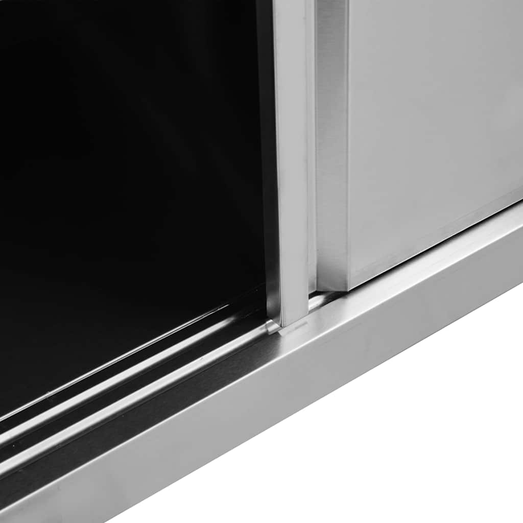 vidaXL Work Table with Sliding Doors 100x50x(95-97) cm Stainless Steel 6