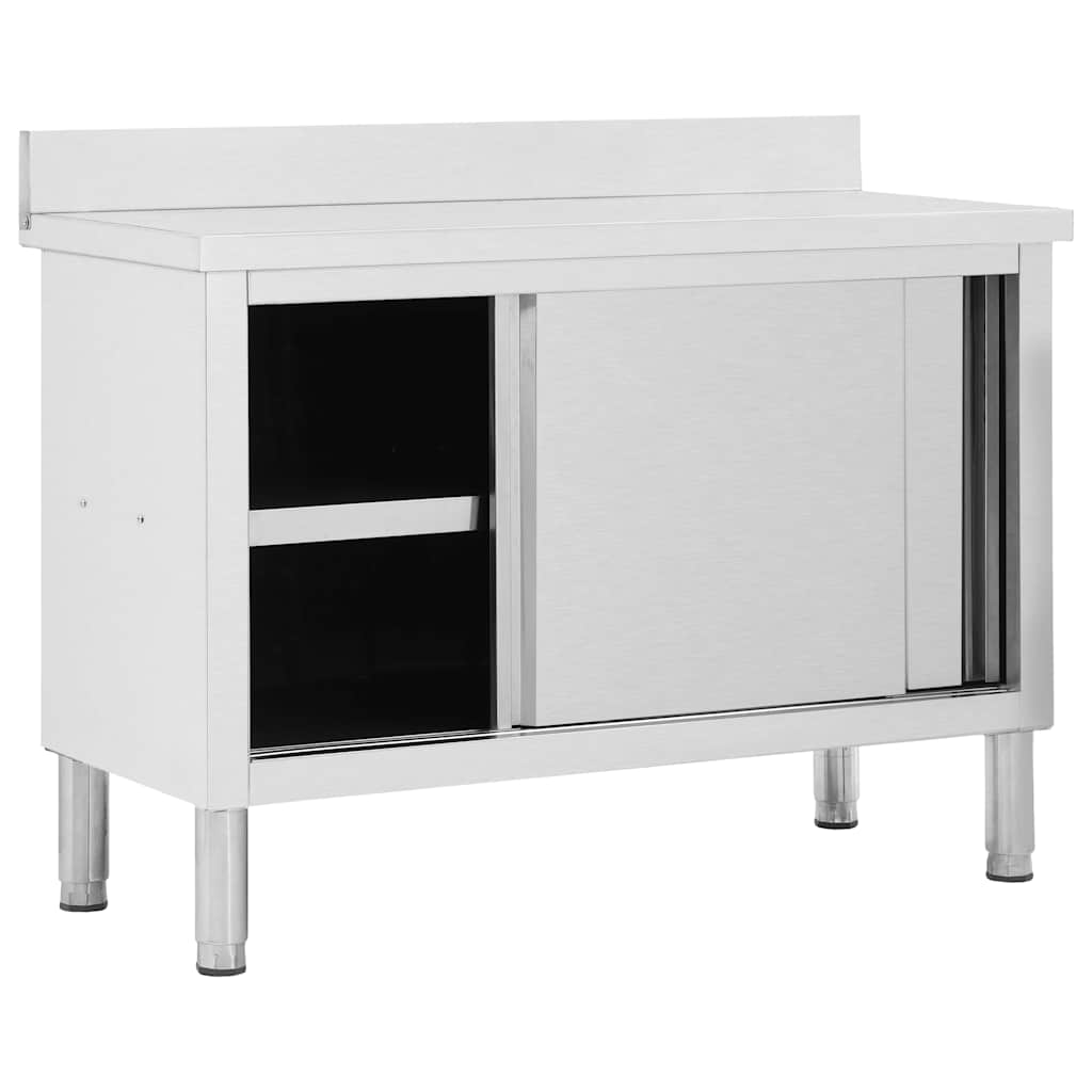 Work Tables with Sliding Doors 2pcs 120 x 50 x (95-97) cm