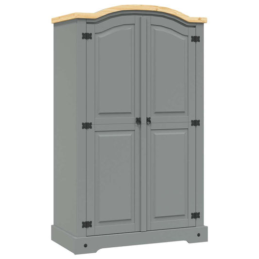 282619 vidaXL Wardrobe Mexican Pine Corona Range 2 Doors Grey 1
