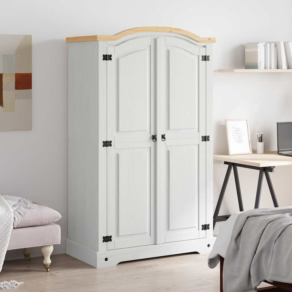 282620 vidaXL Wardrobe Mexican Pine Corona Range 2 Doors White 1