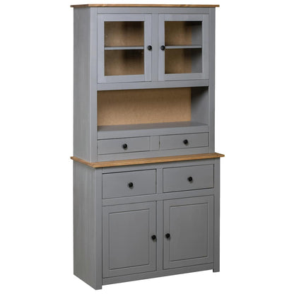 vidaXL Highboard Grey 93x40.5x180 cm Solid Pine Panama Range 1