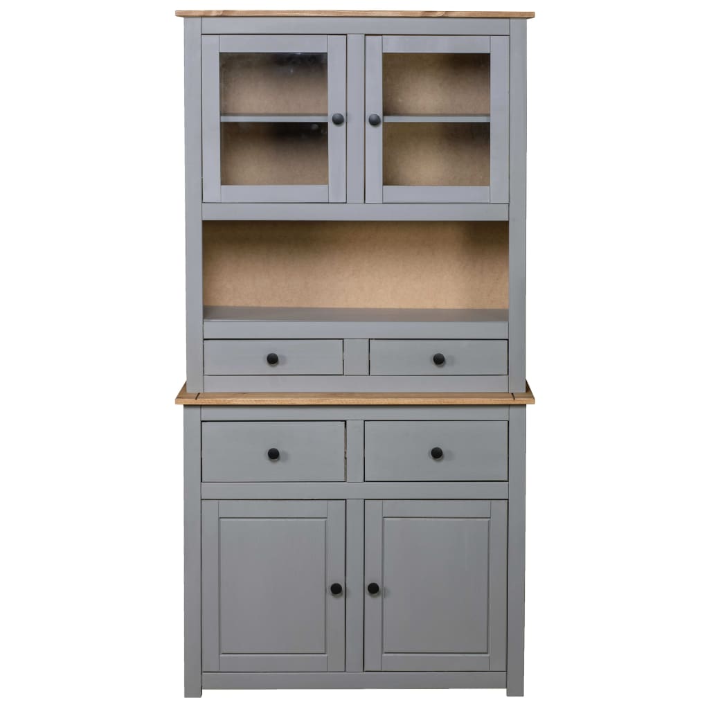 vidaXL Highboard Grey 93x40.5x180 cm Solid Pine Panama Range 3