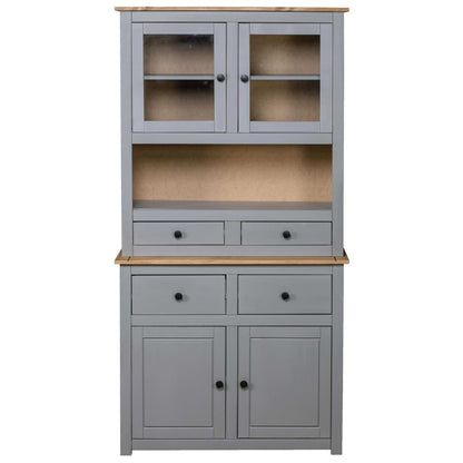 vidaXL Highboard Grey 93x40.5x180 cm Solid Pine Panama Range 3