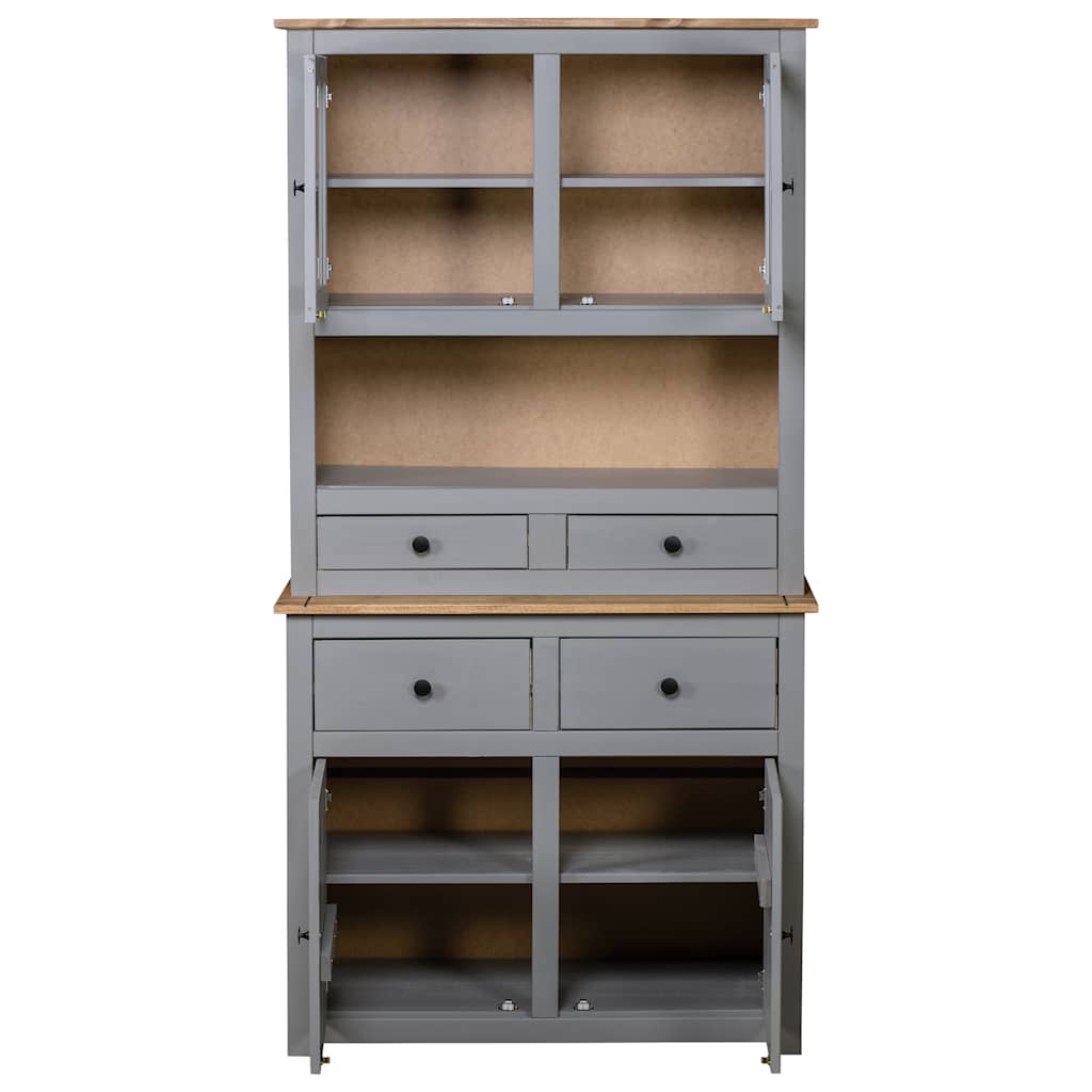 vidaXL Highboard Grey 93x40.5x180 cm Solid Pine Panama Range 4
