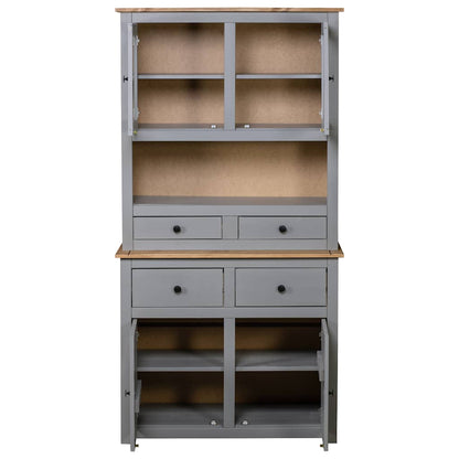 vidaXL Highboard Grey 93x40.5x180 cm Solid Pine Panama Range 4