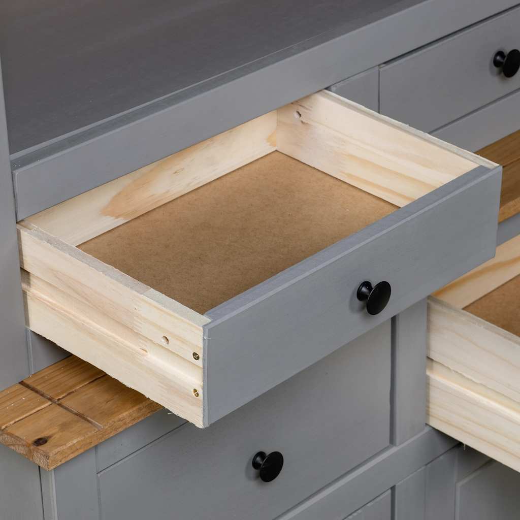 vidaXL Highboard Grey 93x40.5x180 cm Solid Pine Panama Range 6
