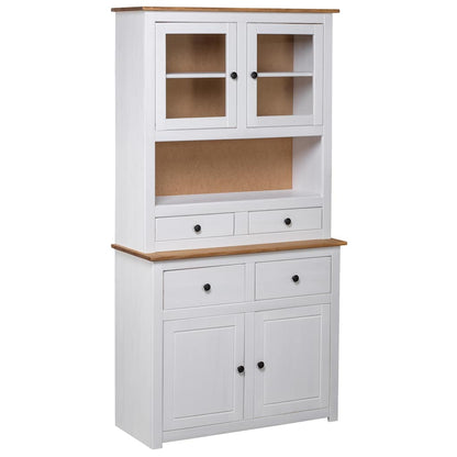 282702 vidaXL Highboard White 93x40,5x180 cm Solid Pine Panama Range 1