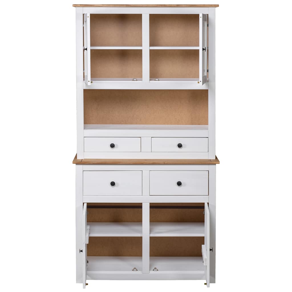 282702 vidaXL Highboard White 93x40,5x180 cm Solid Pine Panama Range 4