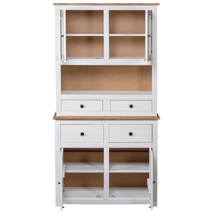 282702 vidaXL Highboard White 93x40,5x180 cm Solid Pine Panama Range 4