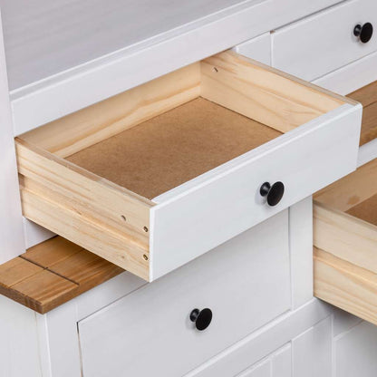 282702 vidaXL Highboard White 93x40,5x180 cm Solid Pine Panama Range 6