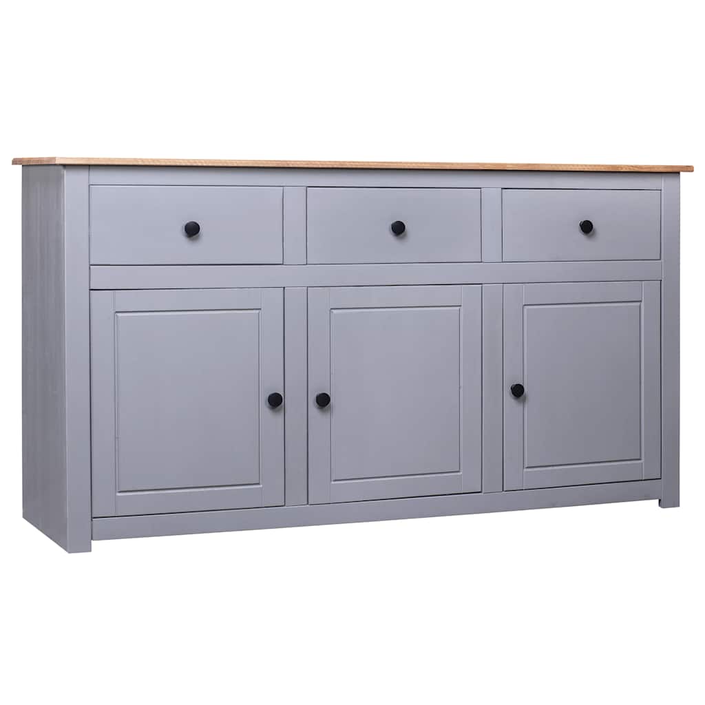 282704 vidaXL Sideboard Grey 135x40x80 cm Solid Pinewood Panama Range 1