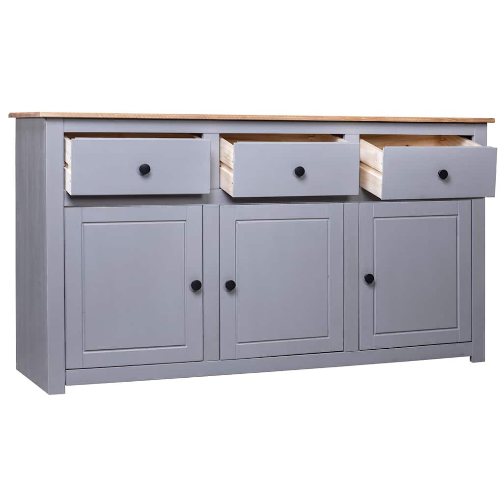 282704 vidaXL Sideboard Grey 135x40x80 cm Solid Pinewood Panama Range 3