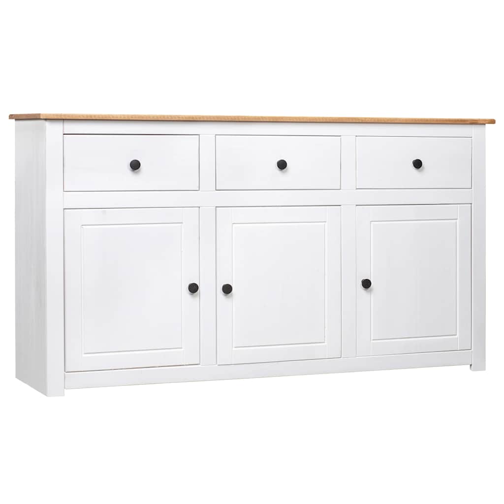 282705 vidaXL Sideboard White 135x40x80 cm Solid Pinewood Panama Range 1