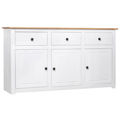 282705 vidaXL Sideboard White 135x40x80 cm Solid Pinewood Panama Range 1