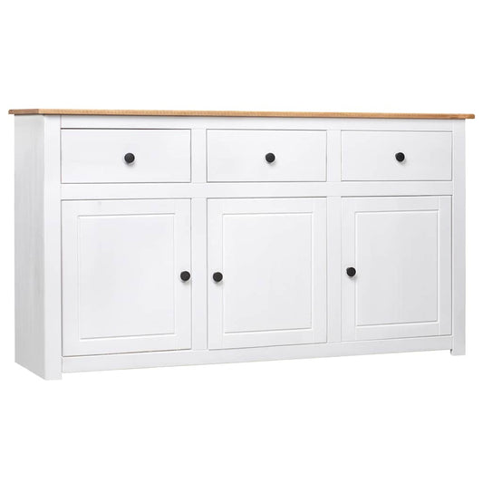 282705 vidaXL Sideboard White 135x40x80 cm Solid Pinewood Panama Range 1