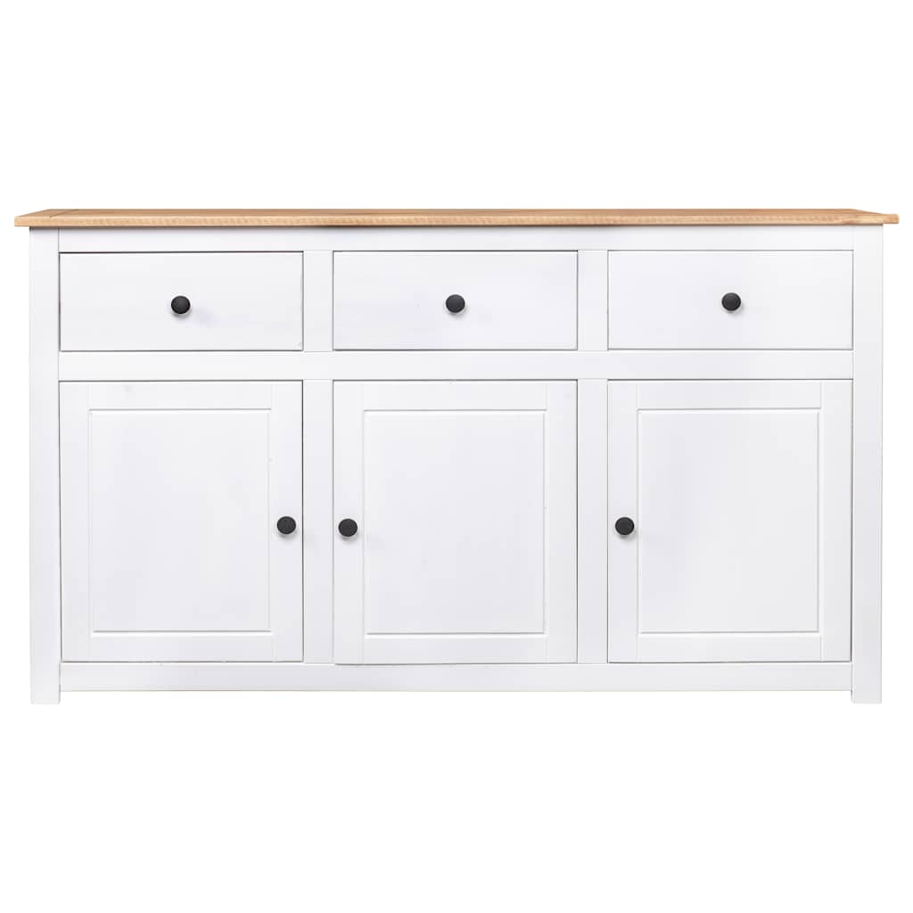 282705 vidaXL Sideboard White 135x40x80 cm Solid Pinewood Panama Range 2