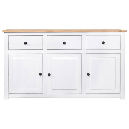 282705 vidaXL Sideboard White 135x40x80 cm Solid Pinewood Panama Range 2