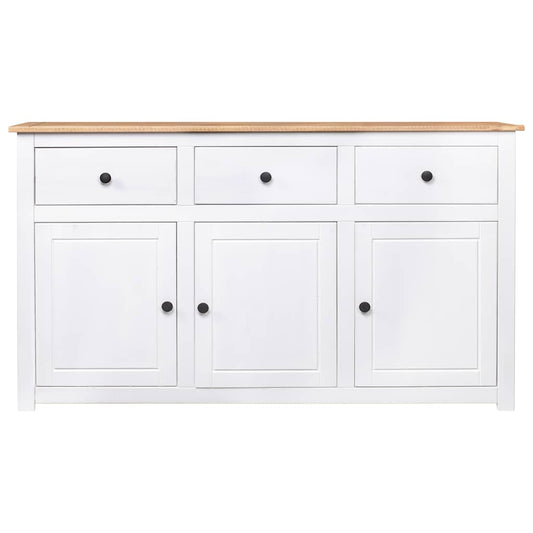 282705 vidaXL Sideboard White 135x40x80 cm Solid Pinewood Panama Range 2