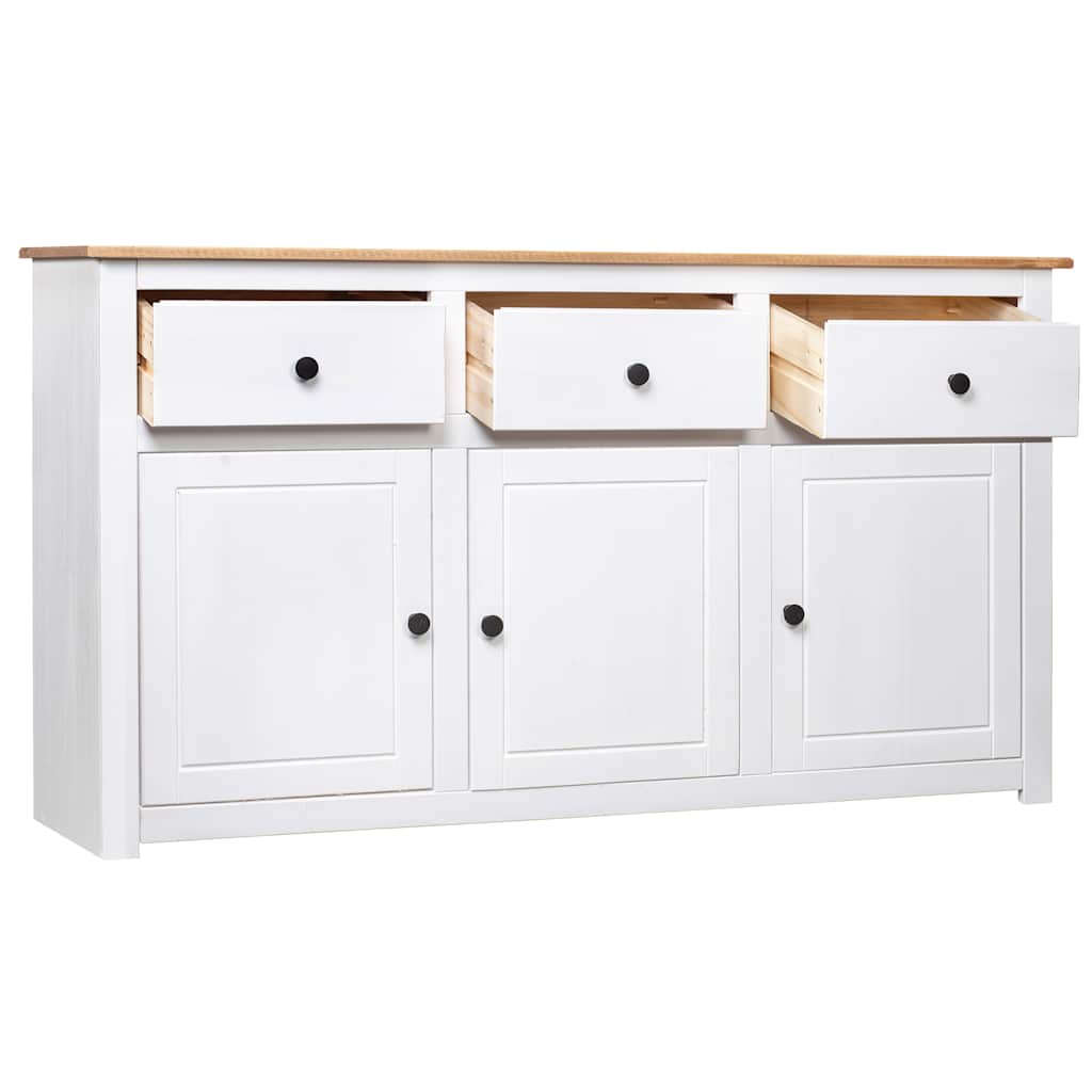 282705 vidaXL Sideboard White 135x40x80 cm Solid Pinewood Panama Range 3
