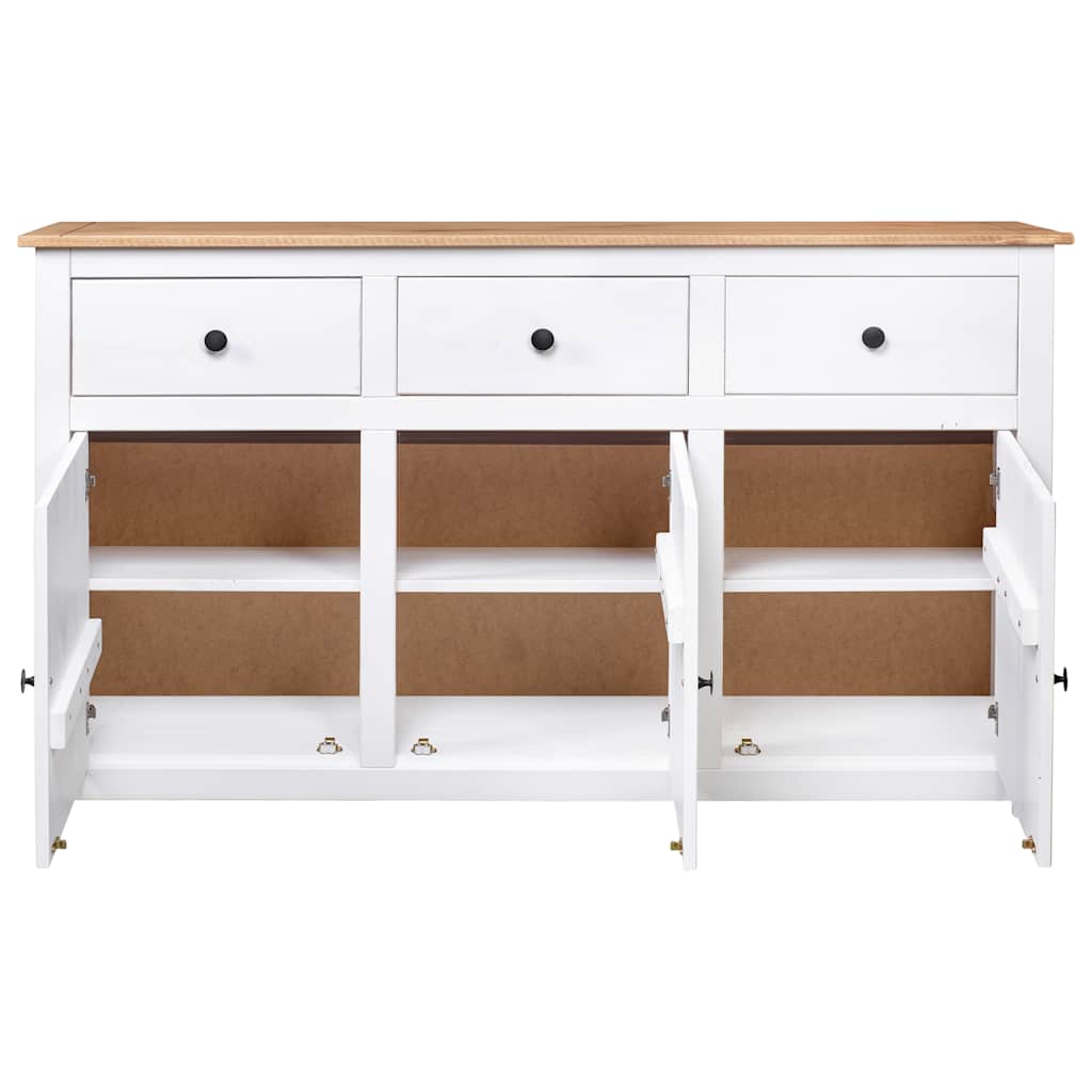 282705 vidaXL Sideboard White 135x40x80 cm Solid Pinewood Panama Range 4