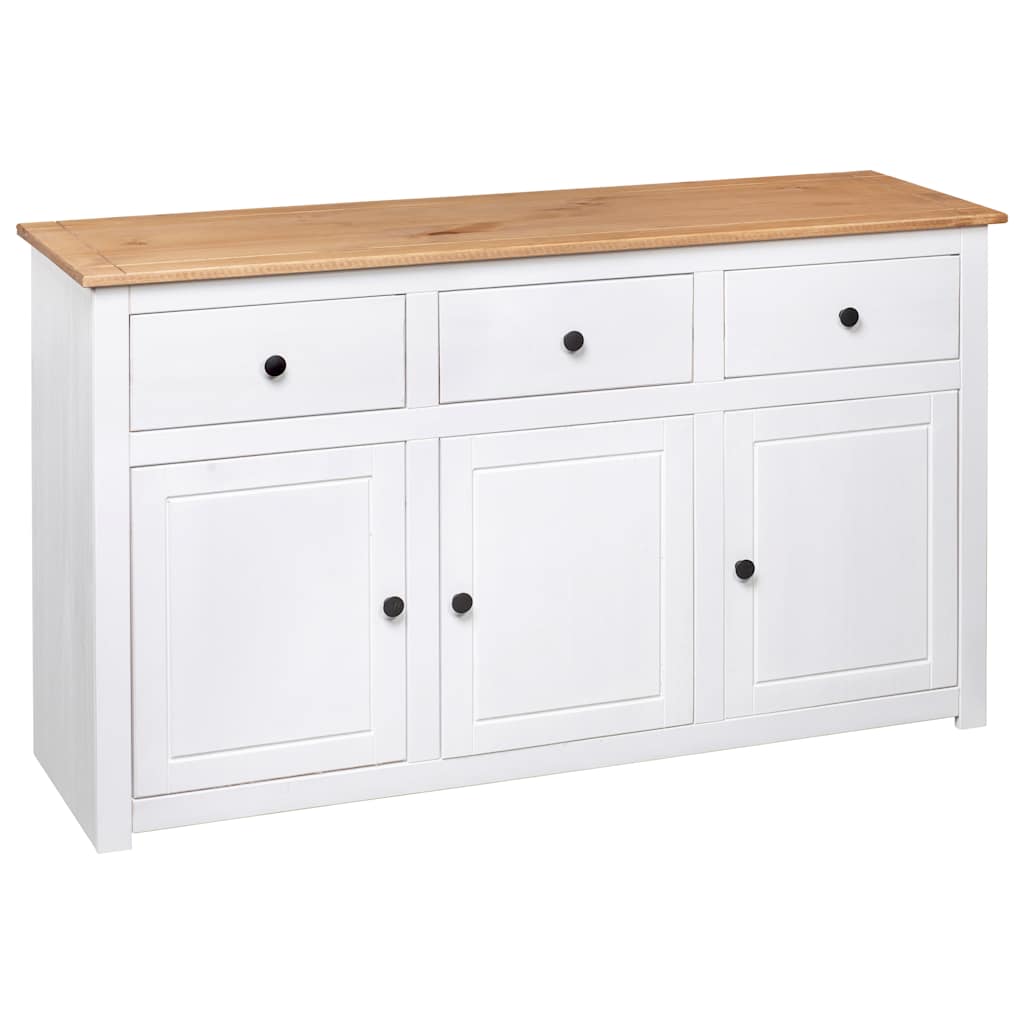 282705 vidaXL Sideboard White 135x40x80 cm Solid Pinewood Panama Range 5