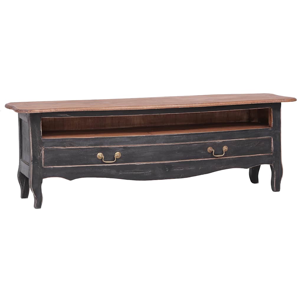 283901 vidaXL TV Cabinet 120x30x40 cm Black Solid Mahogany Wood 1