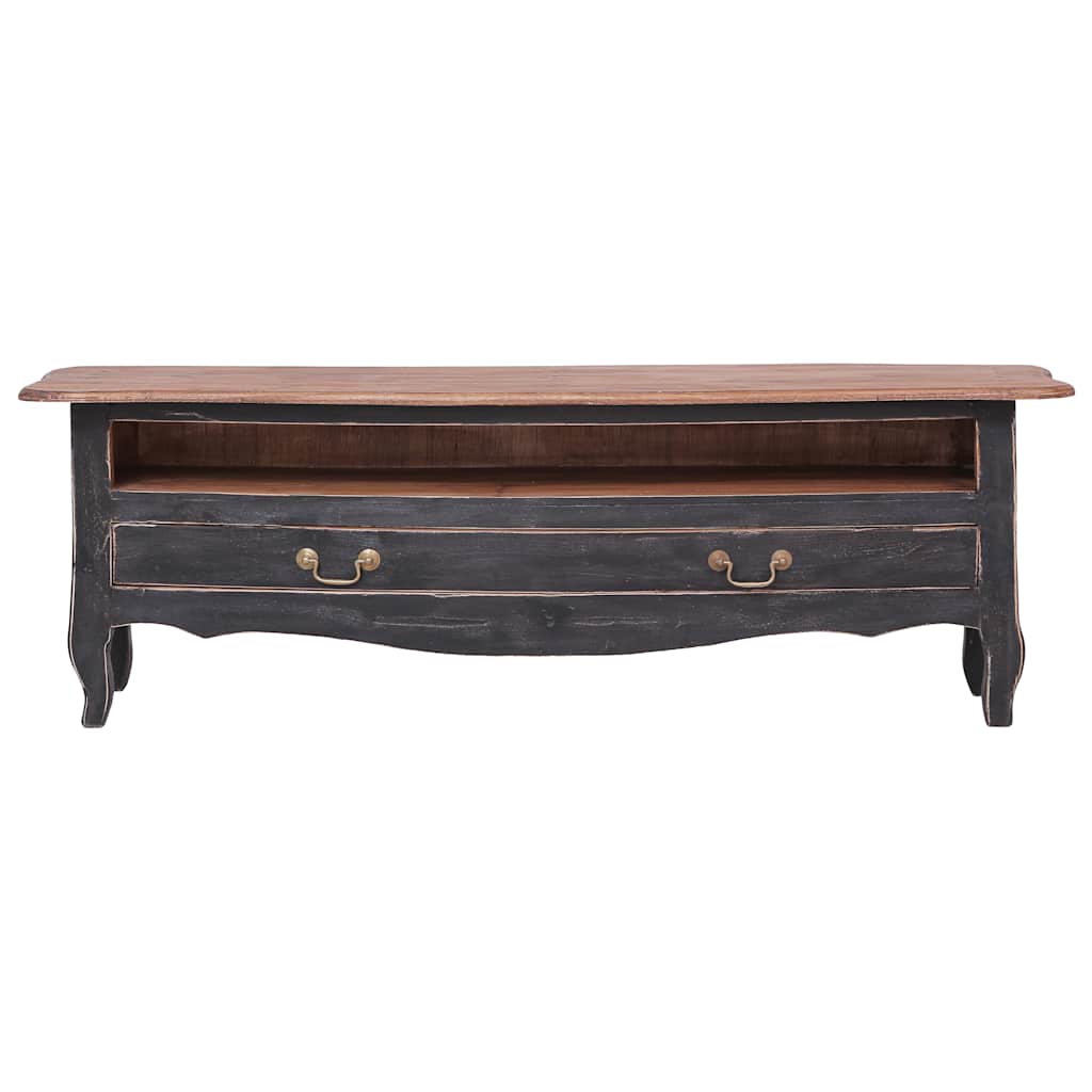 283901 vidaXL TV Cabinet 120x30x40 cm Black Solid Mahogany Wood 3