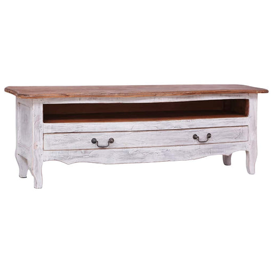 283902 vidaXL TV Cabinet 120x30x40 cm White Solid Mahogany Wood 1