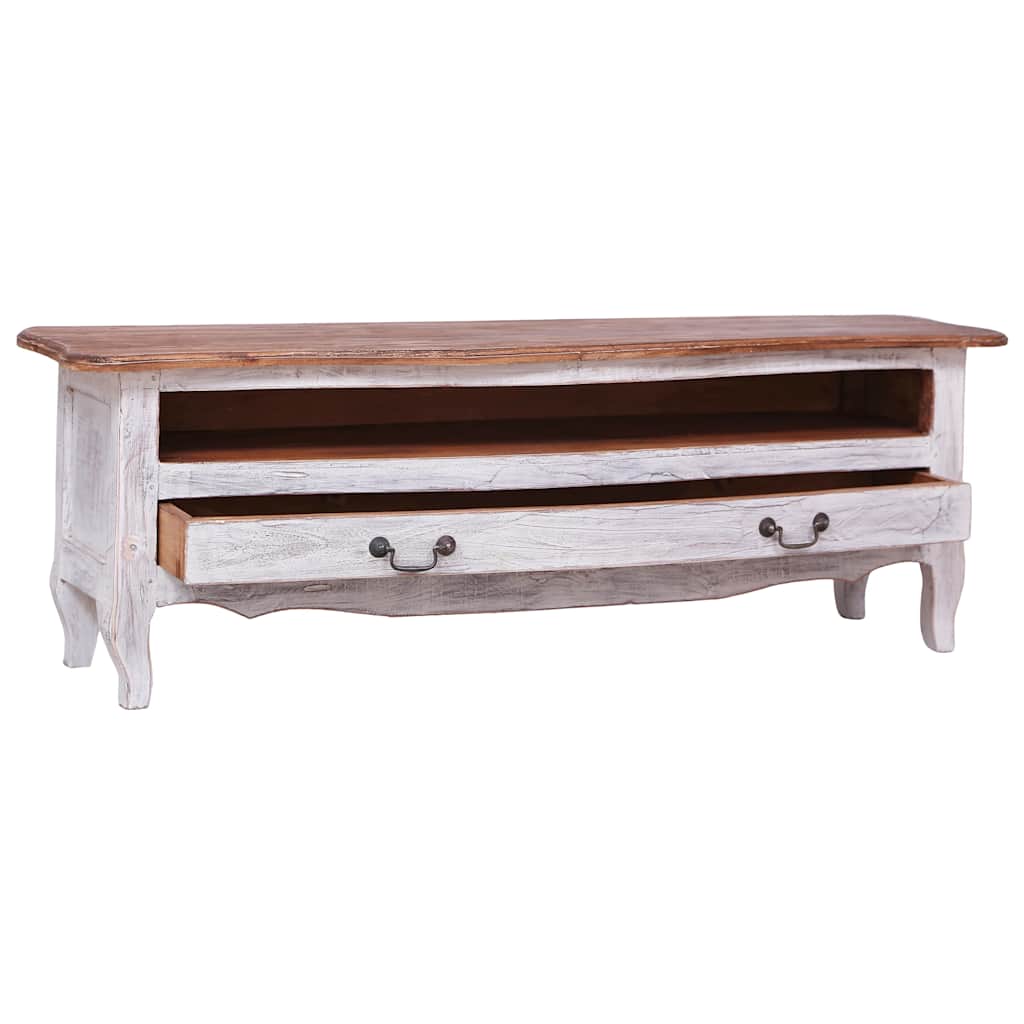 283902 vidaXL TV Cabinet 120x30x40 cm White Solid Mahogany Wood 2