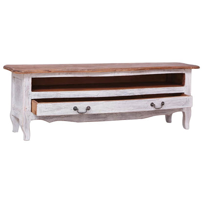 283902 vidaXL TV Cabinet 120x30x40 cm White Solid Mahogany Wood 2